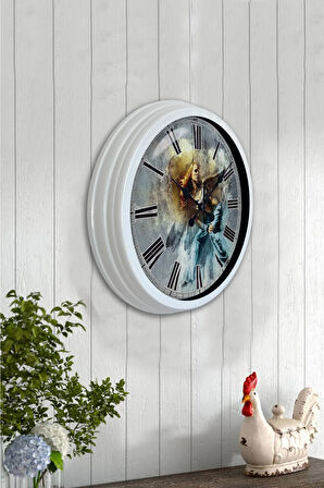 Hediyelik 40 Cm Beyaz Metal Dance Duvar Saati