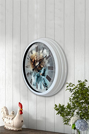 Hediyelik 40 Cm Beyaz Metal Dance Duvar Saati