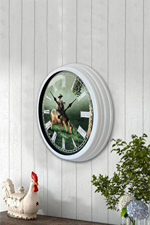 Hediyelik 40 Cm Beyaz Metal Doğa Duvar Saati
