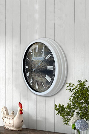 Hediyelik 40 Cm Beyaz Metal Eski Duvar Saati