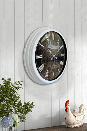 Hediyelik 40 Cm Beyaz Metal Eski Duvar Saati
