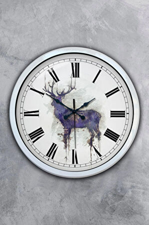 Hediyelik 40 Cm Beyaz Metal Hayvan Duvar Saati