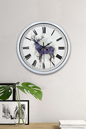 Hediyelik 40 Cm Beyaz Metal Hayvan Duvar Saati