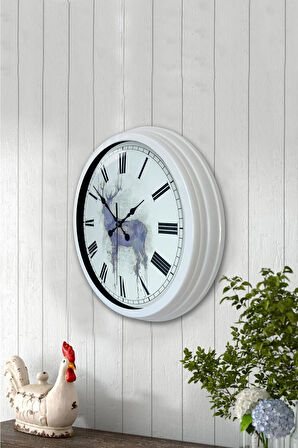 Hediyelik 40 Cm Beyaz Metal Hayvan Duvar Saati