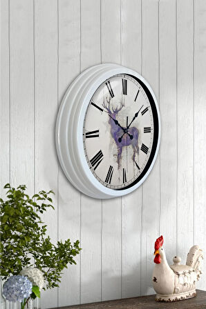 Hediyelik 40 Cm Beyaz Metal Hayvan Duvar Saati