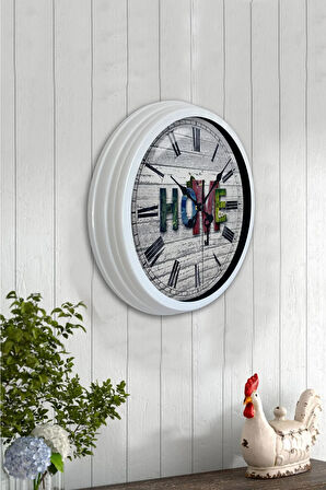 Hediyelik 40 Cm Beyaz Metal Home Duvar Saati