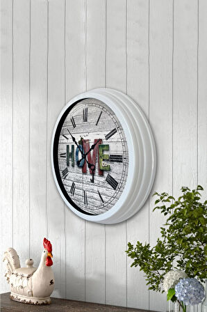 Hediyelik 40 Cm Beyaz Metal Home Duvar Saati