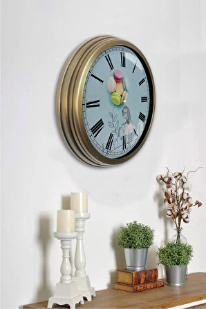 40 Cm Eskitme Metal Makaron Duvar Saati