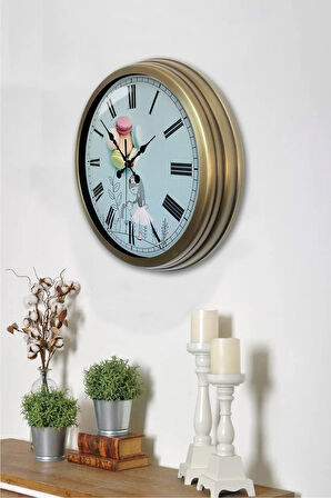 40 Cm Eskitme Metal Makaron Duvar Saati