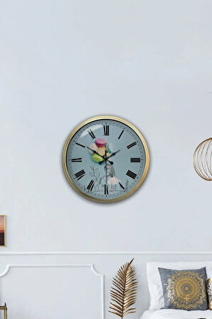 40 Cm Eskitme Metal Makaron Duvar Saati