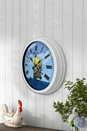 40 Cm Beyaz Metal Korsan Turizm Duvar Saati