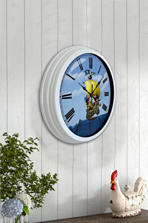 40 Cm Beyaz Metal Korsan Turizm Duvar Saati