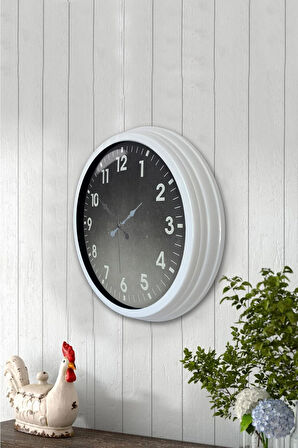Hediyelik 40 Cm Beyaz Metal Klasik Duvar Saati