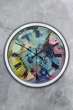40 Cm Beyaz Metal Mix Color Duvar Saati