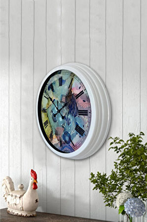 40 Cm Beyaz Metal Mix Color Duvar Saati