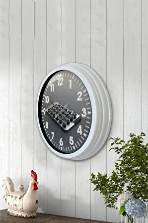 Hediyelik 40 Cm Beyaz Metal Muhasebeci Duvar Saati