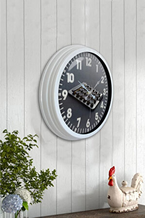 Hediyelik 40 Cm Beyaz Metal Muhasebeci Duvar Saati