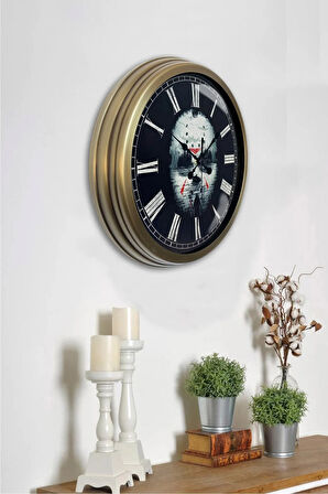 Hediyelik 40 Cm Eskitme Metal Korsan Duvar Saati