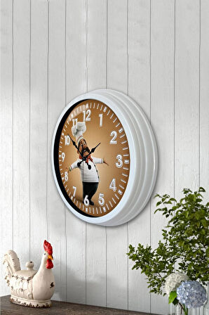 40 Cm Beyaz Metal Mutfak Duvar Saati