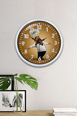 40 Cm Beyaz Metal Mutfak Duvar Saati