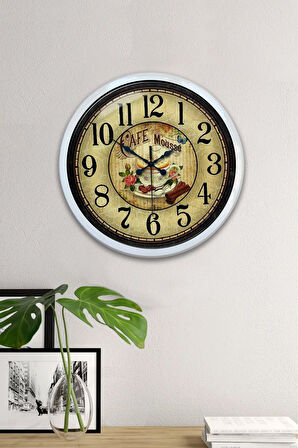 40 Cm Beyaz Metal Mutfak Duvar Saati