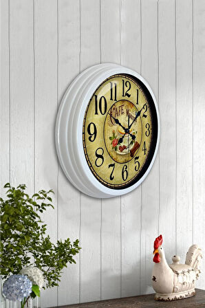 40 Cm Beyaz Metal Mutfak Duvar Saati