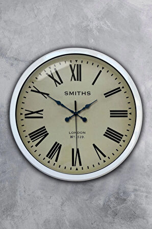 Hediyelik 40 Cm Beyaz Metal Smiths Duvar Saati