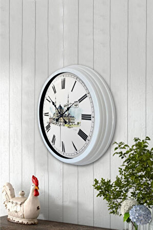 Hediyelik 40 Cm Beyaz Metal Yeni Cami Duvar Saati