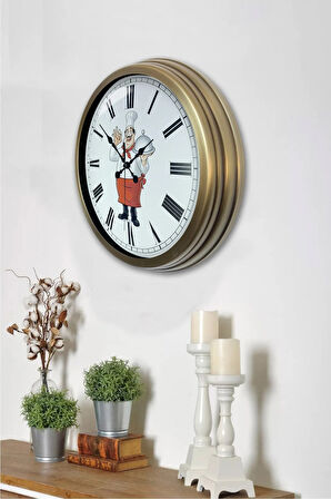 40 Cm Eskitme Metal Aşçı Mutfak Duvar Saati