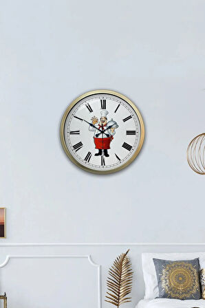 40 Cm Eskitme Metal Aşçı Mutfak Duvar Saati