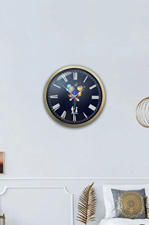 40 cm Eskitme Metal Gezegen Balon Duvar Saati