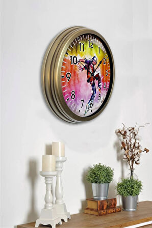 Hediyelik 40 cm Eskitme Metal Dansçı Dekoratif Metal Duvar Saati