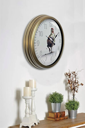 Hediyelik 40 Cm Eskitme Metal Horoz Duvar Saati