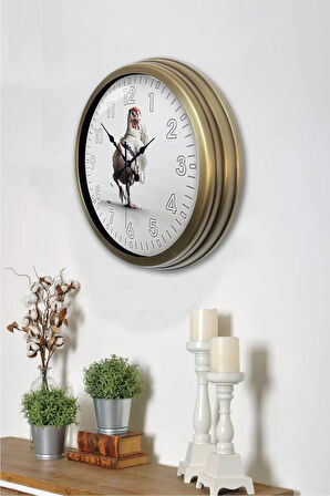 Hediyelik 40 Cm Eskitme Metal Horoz Duvar Saati