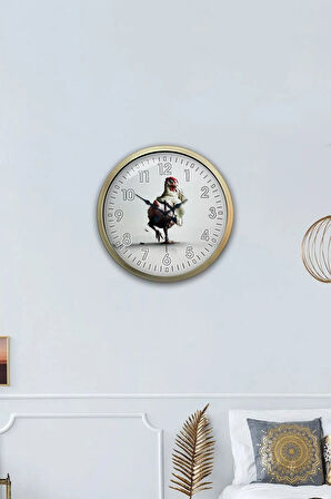 Hediyelik 40 Cm Eskitme Metal Horoz Duvar Saati