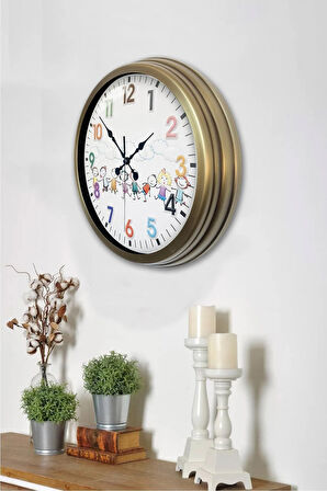 40 Cm Eskitme Metal Çocuk Odası Duvar Saati