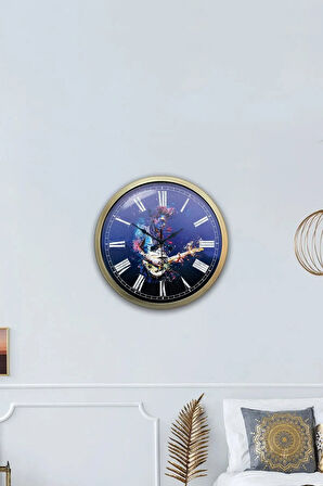 Hediyelik 40 Cm Eskitme Metal Gitarist Duvar Saati