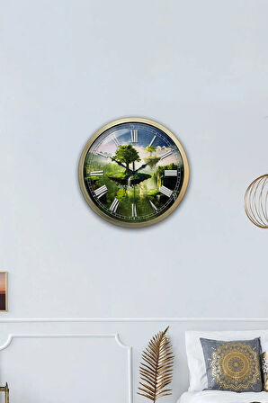 40 cm Eskitme Metal Iklim Temalı Duvar Saati