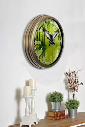 Hediyelik 40 cm Eskitme Metal Kartal Duvar Saati