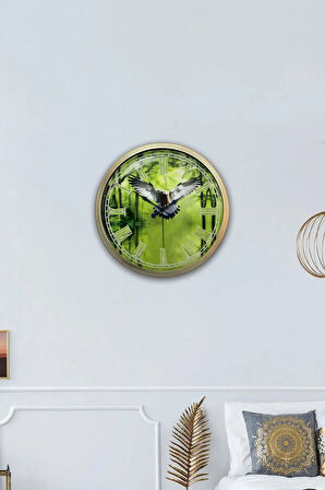 Hediyelik 40 cm Eskitme Metal Kartal Duvar Saati