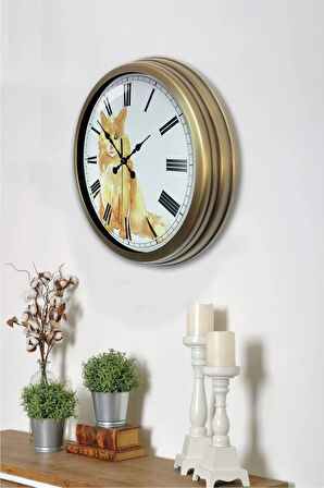 Hediyelik 40 Cm Eskitme Metal Kedi Duvar Saati