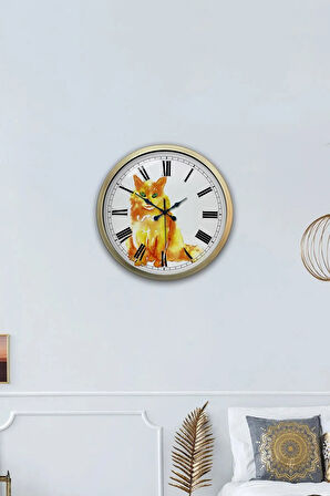 Hediyelik 40 Cm Eskitme Metal Kedi Duvar Saati