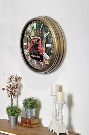 40 Cm Eskitme Metal Fiat 500 Duvar Saati