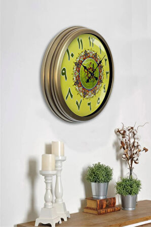 40 Cm Eskitme Metal Çini Deseni Duvar Saati