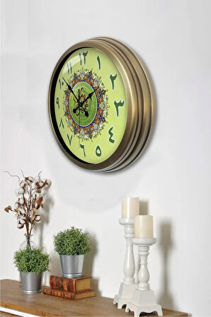40 Cm Eskitme Metal Çini Deseni Duvar Saati