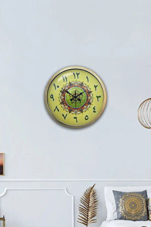40 Cm Eskitme Metal Çini Deseni Duvar Saati