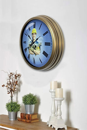 40 cm Eskitme Metal Inşaat Sektörü Duvar Saati