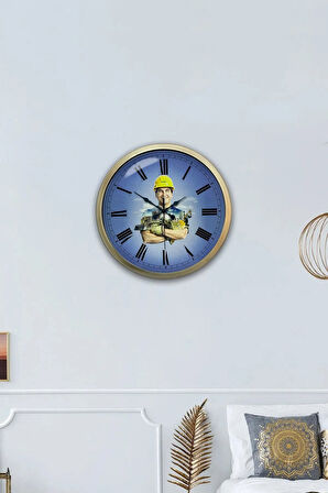 40 cm Eskitme Metal Inşaat Sektörü Duvar Saati