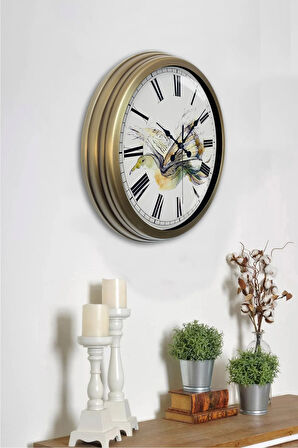 40 Cm Eskitme Metal Kütüphane Duvar Saati