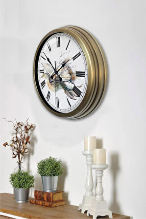 40 Cm Eskitme Metal Kütüphane Duvar Saati